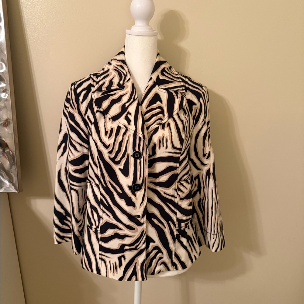 Rafaella Black and White Zebra Print Blazer